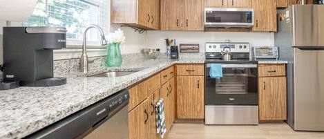 Microwave, oven, stovetop, dishwasher