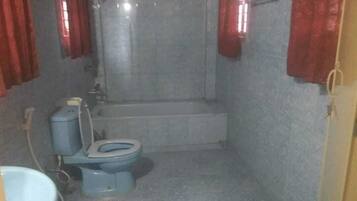 Un baño pequeño con inodoro, lavabo y ducha.