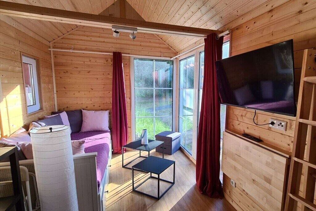 Una Smart TV, una chimenea, un reproductor de DVD