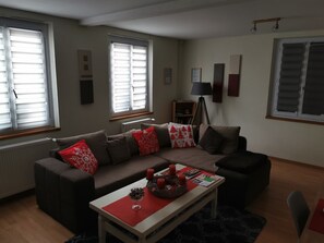 TV - Cosy gîte in renovated farmhouse. Spacious bedroom + living room. Pets allowed (Weitbruch)