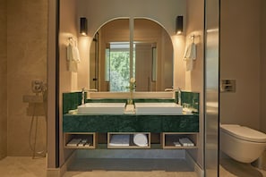 Premium Suite, Sea View | Bathroom | Shower, hair dryer, slippers, towels