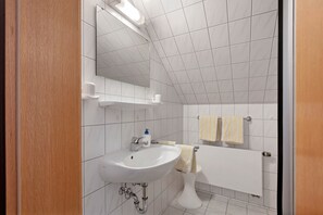 Regadera, secadora de cabello, toallas