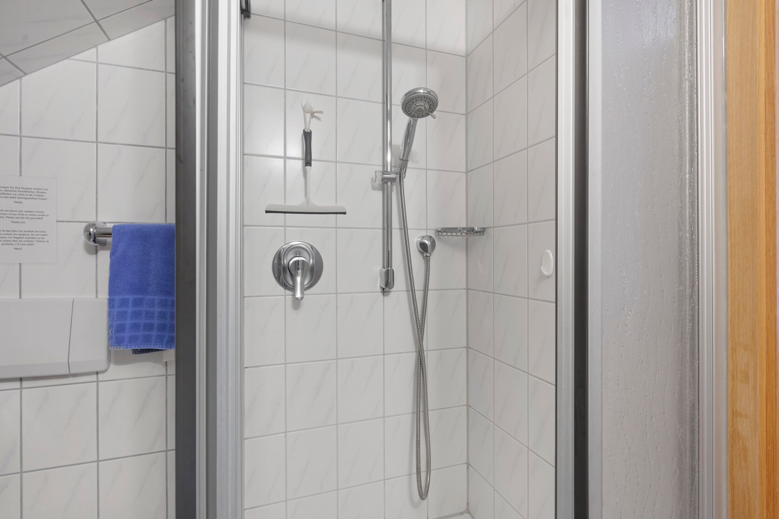 Dusche, Haartrockner, Handtücher