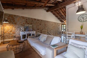 Televisión y chimenea 