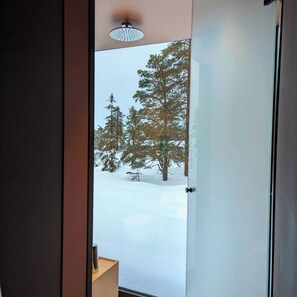 Cabin, 2 Bedrooms, Balcony, Mountain View | Bathroom shower - Modern Cabin in Blefjell (Flesberg)