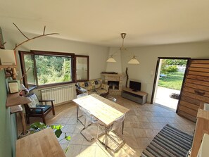 Fernseher, Kamin, Bücher