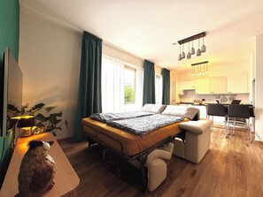 1 bedroom, iron/ironing board, Internet, bed sheets