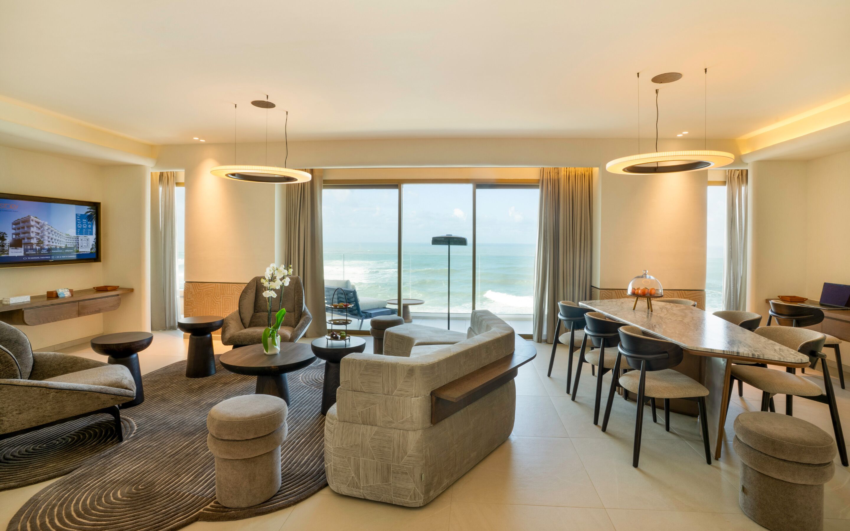 Presidential Suite, Ocean View | Living area | 55-inch Smart TV with cable channels