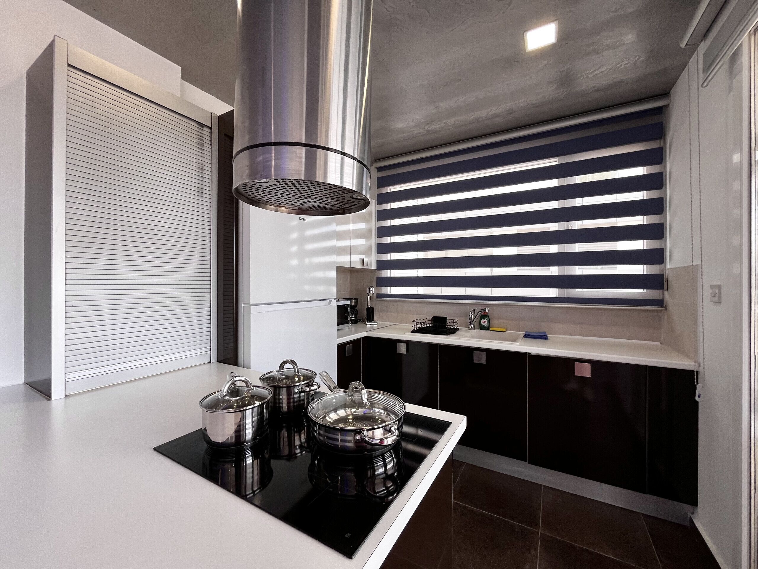 Fridge, microwave, oven, electric kettle