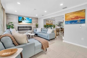 TV, fireplace, offices