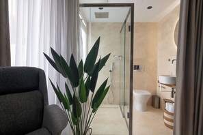 Hårtork, handdukar, tvål och toalettpapper