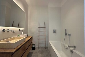 Shower, hair dryer, soap