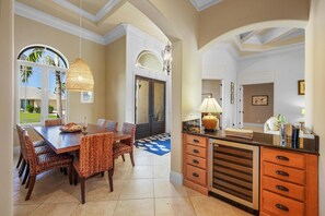 House, Multiple Beds (Waterfront home with heated pool, spa) | Dining