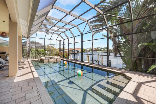 House, Multiple Beds (Waterfront home with heated pool, spa) | Pool