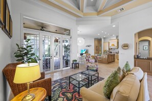 House, Multiple Beds (Waterfront home with heated pool, spa) | Living area - Waterfront Home With Heated Pool, spa and Walk to Beach (Marco Island)