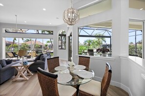 House, Multiple Beds (Beachy waterfront home with heated po) | Dining