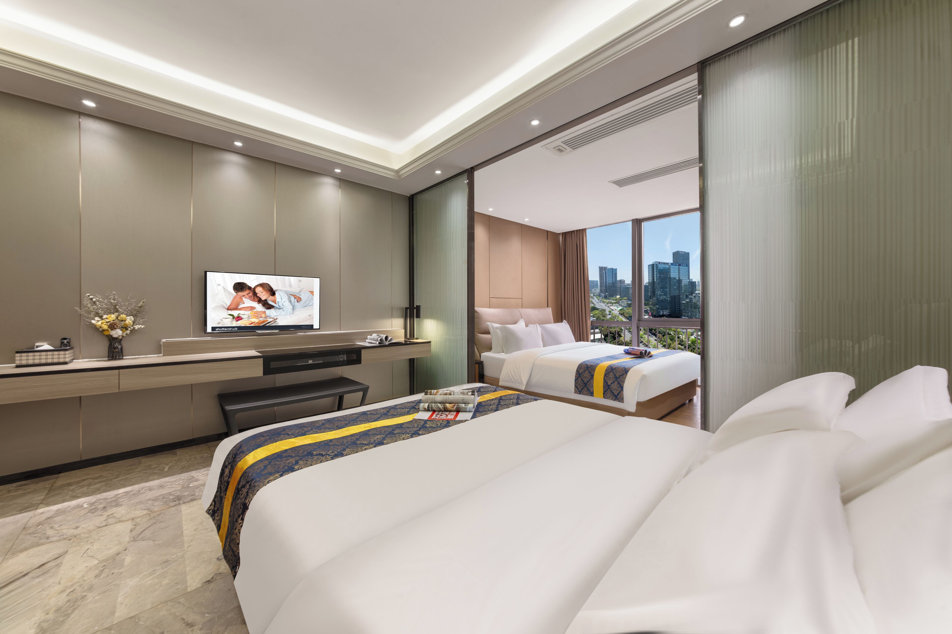 Habitació amb dos llits individuals executiva, vistes a la ciutat | Caixa forta a l'habitació i escriptori 