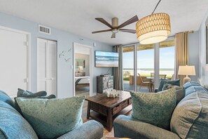 Condo, Multiple Beds, Balcony, Ocean View (Oceania Beach Club 103) | Living area - Oceania Beach Club (New Smyrna Beach)