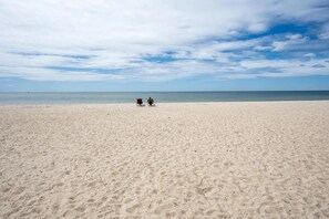 Beach nearby, sun loungers