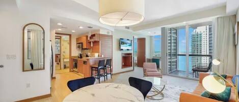 Deluxe Apartment, Bay View | Living area
