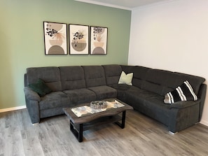 Smart TV, books - Barrier-free vacation apartment with covered sun terrace, wallbox, rental bikes  (Krummhörn)