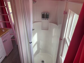Hair dryer, towels, soap, toilet paper - Prairie Pink Tiny Home (Gorham)