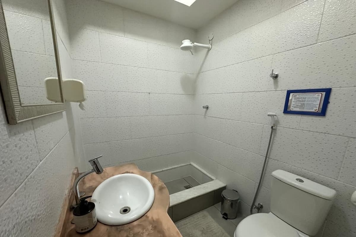 Shower, hair dryer, toilet paper