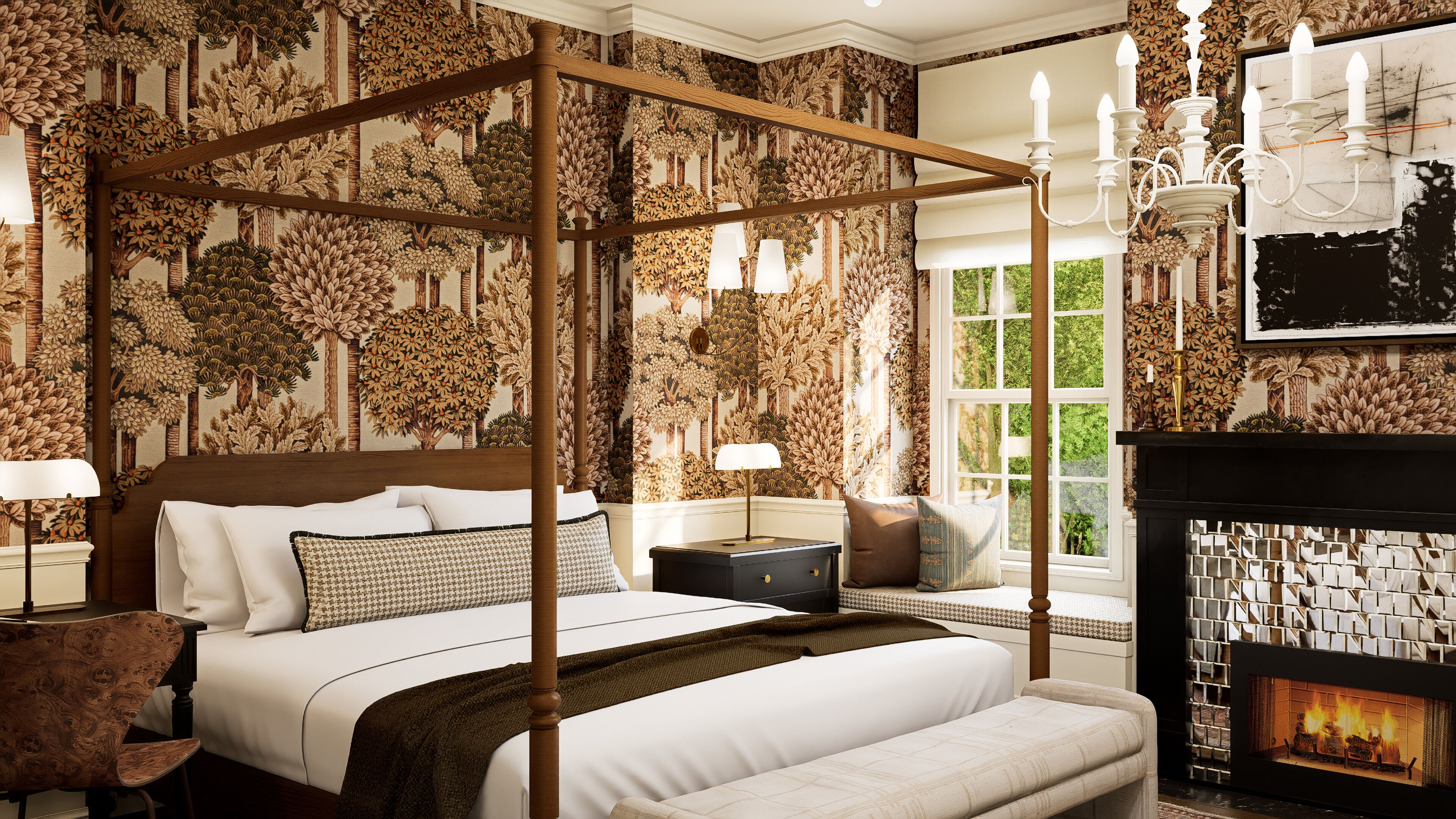 Room, 1 King Bed, Fireplace | Free WiFi, bed sheets