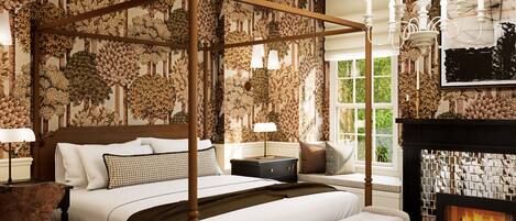 Room, 1 King Bed, Fireplace | Free WiFi, bed sheets