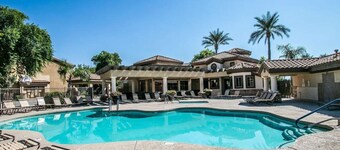 Heated Pools, King Bed, Fast Wi-Fi – Gated East Mesa 3BR Condo with Balcony