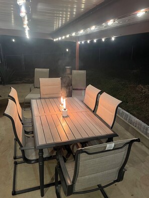 Outdoor dining - Deer Trail Rental. Secluded, peaceful and cozy 3 bedroom home in Antlers, Ok. (Antlers)