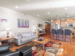 Smart TV, fireplace, DVD player, video library