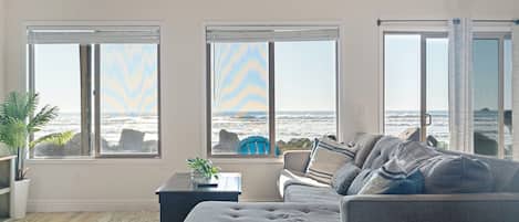 Deluxe Suite, Ocean View, Beachfront | Living area | 65-inch TV with cable channels, Netflix, Hulu