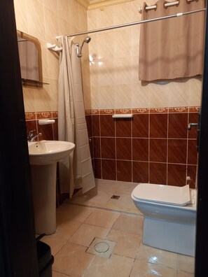 Ducha, toallas y papel higiénico