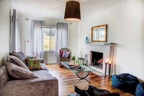 TV, fireplace