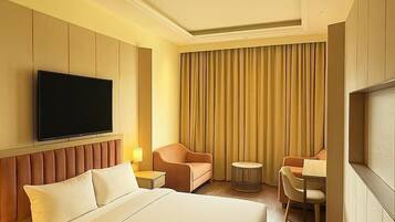 Doppia Deluxe, vista città | Una scrivania, ferro/asse da stiro, Wi-Fi gratuito