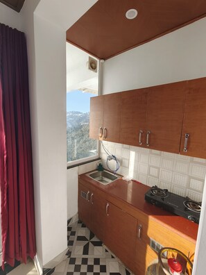 Mini-fridge, microwave, freezer