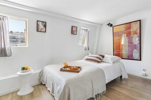 1 bedroom, desk, iron/ironing board, travel cot
