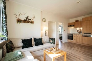 Fernseher, DVD-Player, Tischfußball, Tischtennisplatte