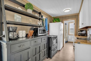 Fridge, microwave, oven, dishwasher