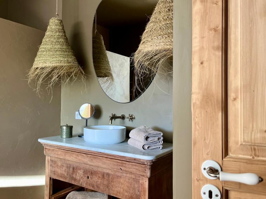 Superior-herbergi með tvíbreiðu rúmi - útsýni yfir garð | Baðherbergi