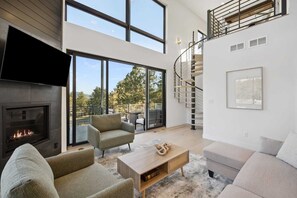 TV, fireplace, offices