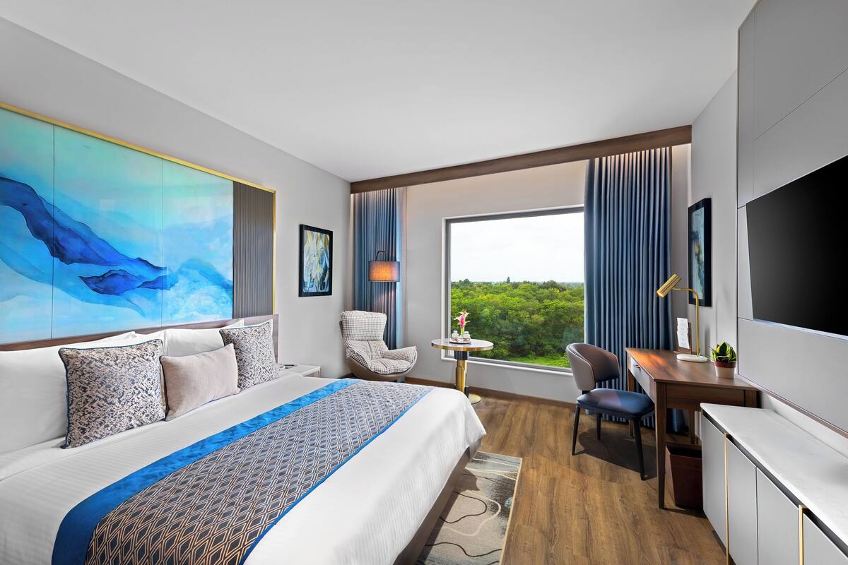 Premium bedding, down comforters, memory foam beds, minibar