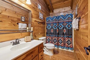 Shower, hair dryer, shampoo