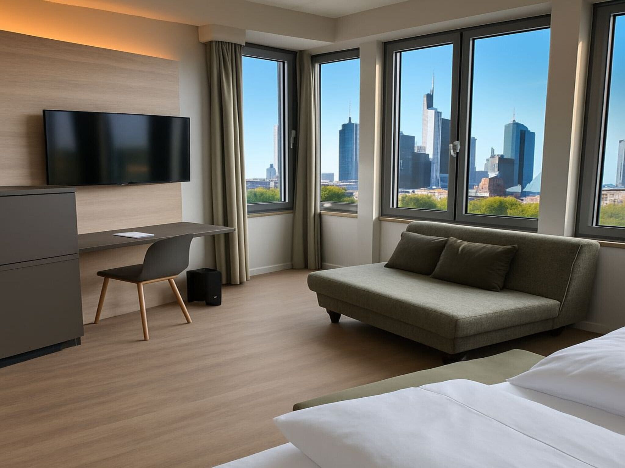 Comfort-Doppelzimmer, Flussblick | Zimmersafe, Bügeleisen/Bügelbrett, kostenloses WLAN