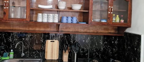 Fridge, microwave, stovetop, toaster