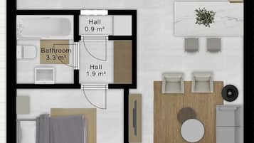 Appartement, 1 chambre, terrasse, vue jardin | Plan dâĂ©tage