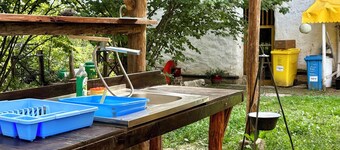 Cozy shepherd's hut in an edible landscape on a permaculture farm