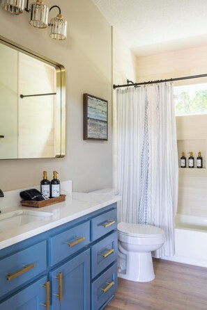 Hair dryer, towels