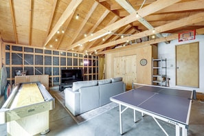 Interior - Game Room + Deck: Wooded Big Bear Lake Retreat (Big Bear Lake)